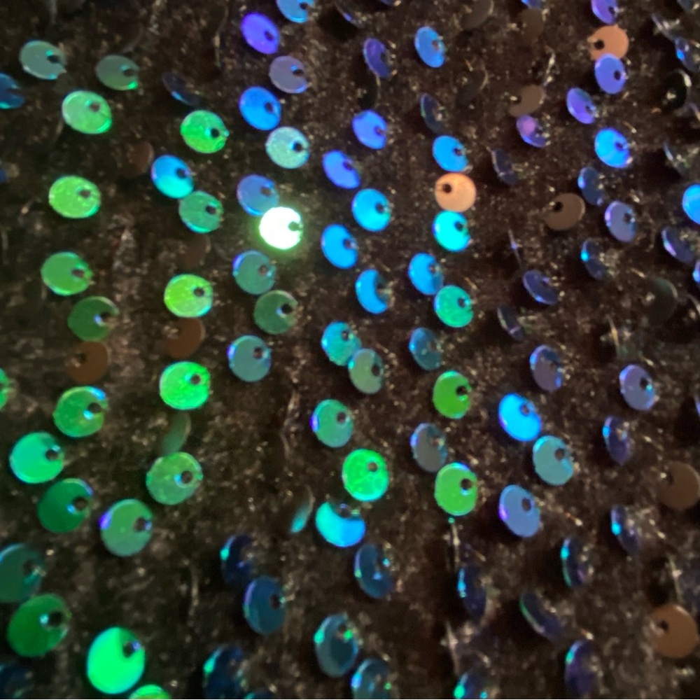 DONATED 🛑Sparkle tank top. Peacock sequins (green/blue), L, NWOT. - Picture 7 of 9